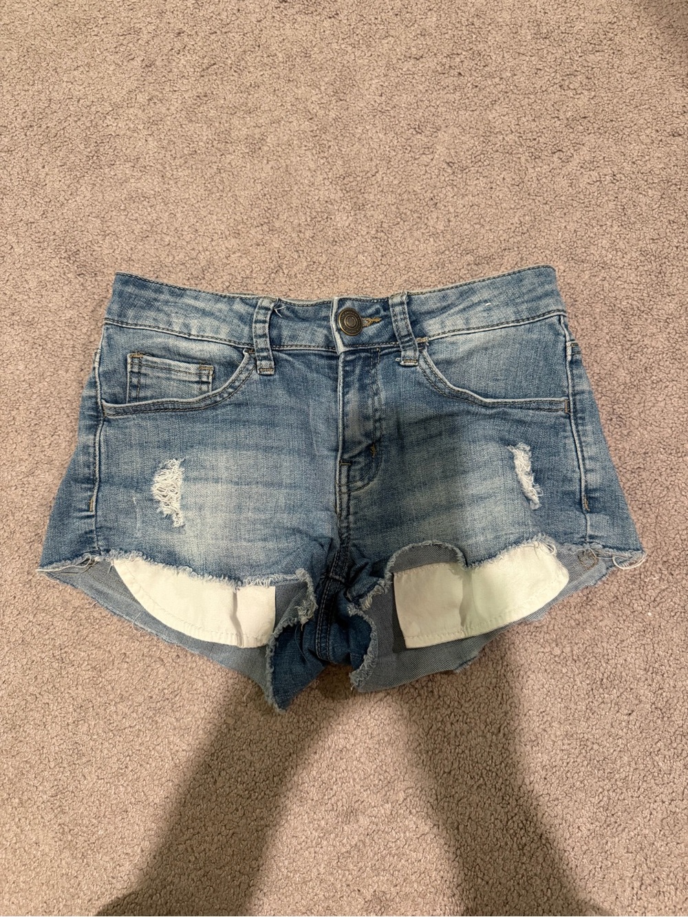 SO Light Blue Distressed Denim Jean Shorts